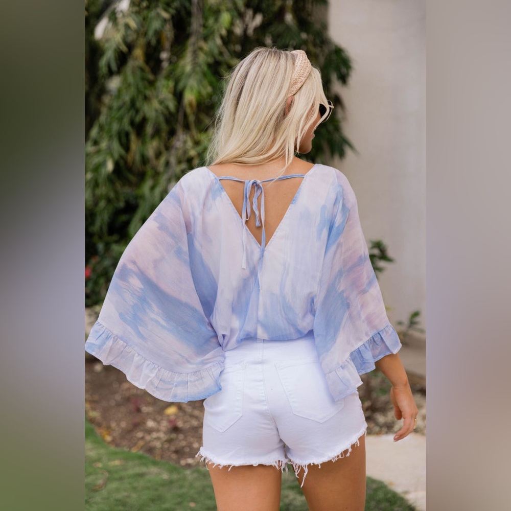 NWOT Blue Watercolor Bodysuit - Picture 3 of 8